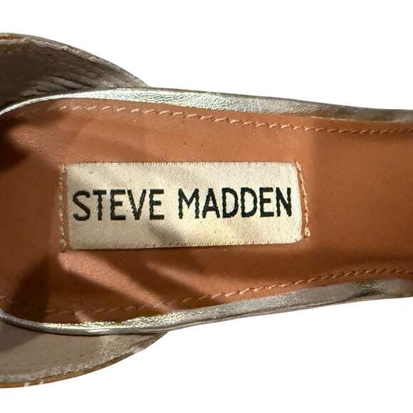 Steve Madden Fiffi Silver Heels Strappy Stiletto Open Toe Sandals Women's Size 6 - Picture 11 of 15
